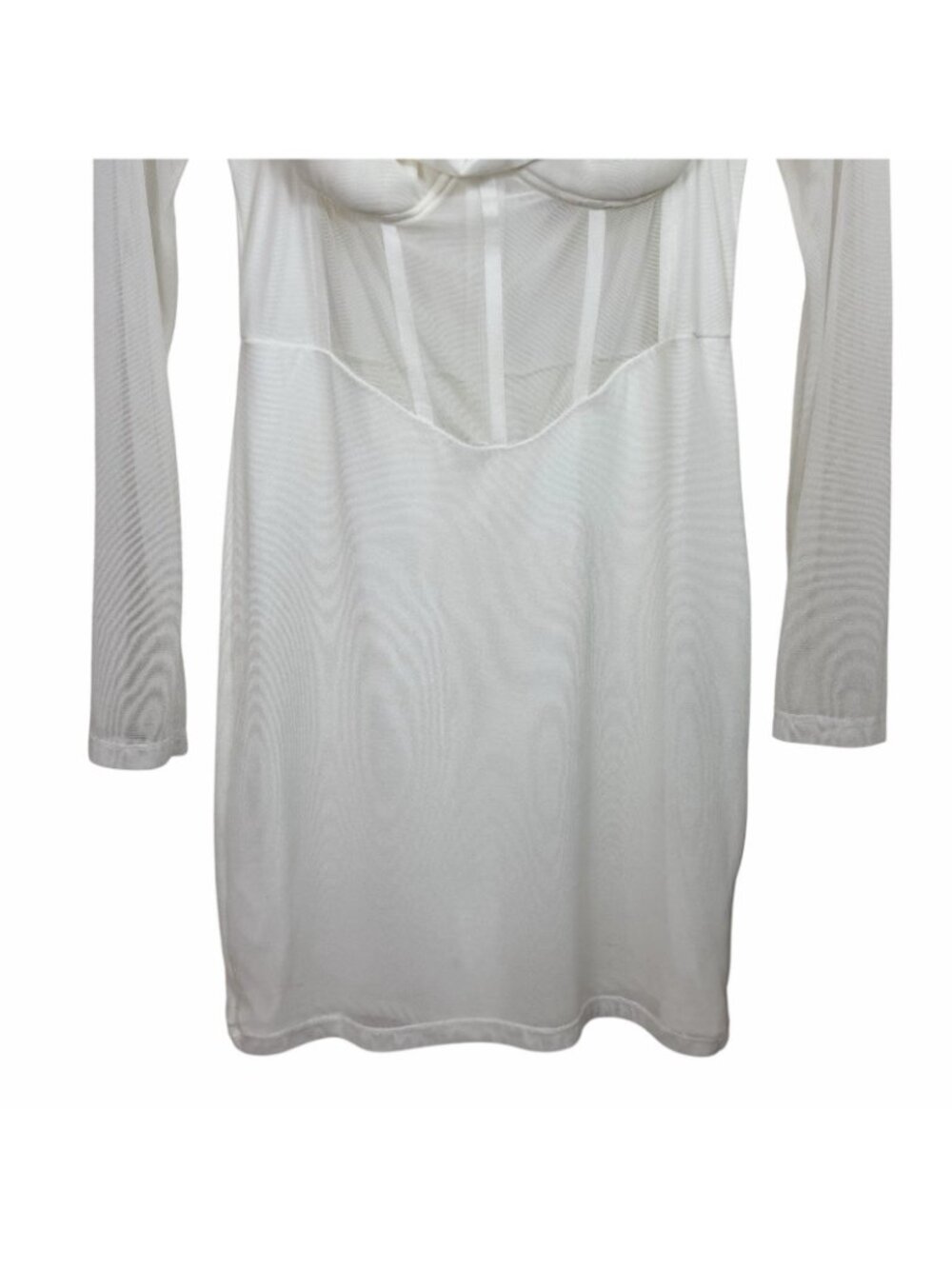 Princess Polly Sheer Bodycon Mini Dress Size 8 White Mesh Illusion Sweetheart - Picture 5 of 13